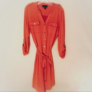 Coral button front dress